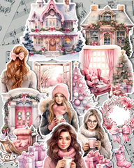 Lot de 15 Autocollants Rose Hiver pour journalisation, Scrapbooking, Artisanat