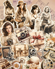 Lot d'autocollants photos couleur sépia vintage pour journal, scrapbooking, travaux manuels, arts manuels•