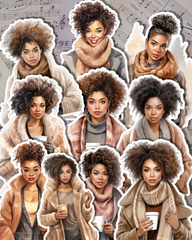 Lot de 10 cafés pour femmes afro-américaines pour la tenue d'un journal | Scrapbooking | Artisanat| Arts de la main ••