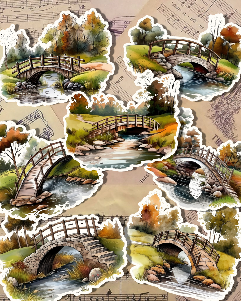 Lot de 7 ponts de jardin pour journaling, scrapbooking, artisanat, HandArts•