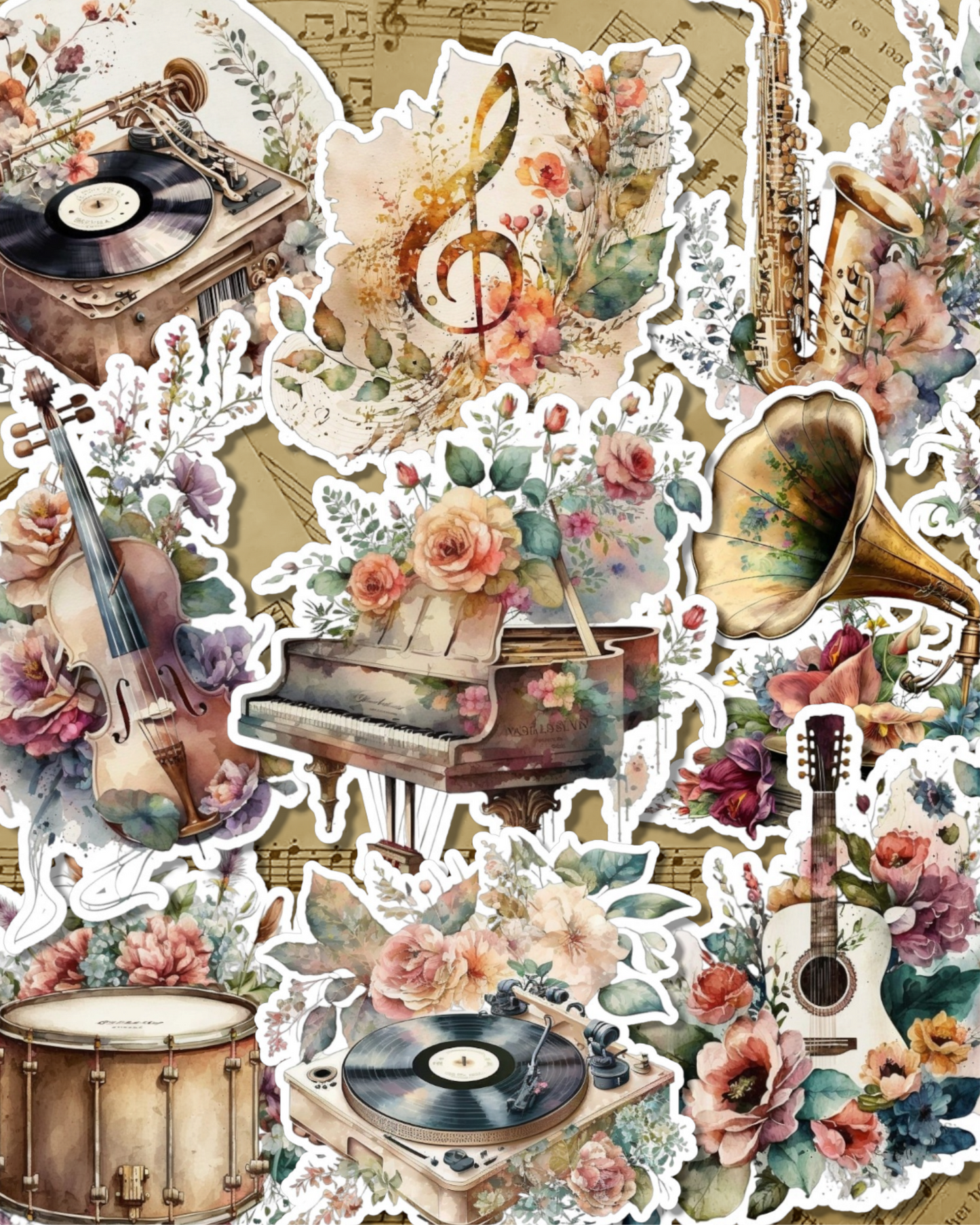 Lot de 9 beaux instruments de musique pour la tenue d'un journal | Scrapbooking | Artisanat | Arts de la main •