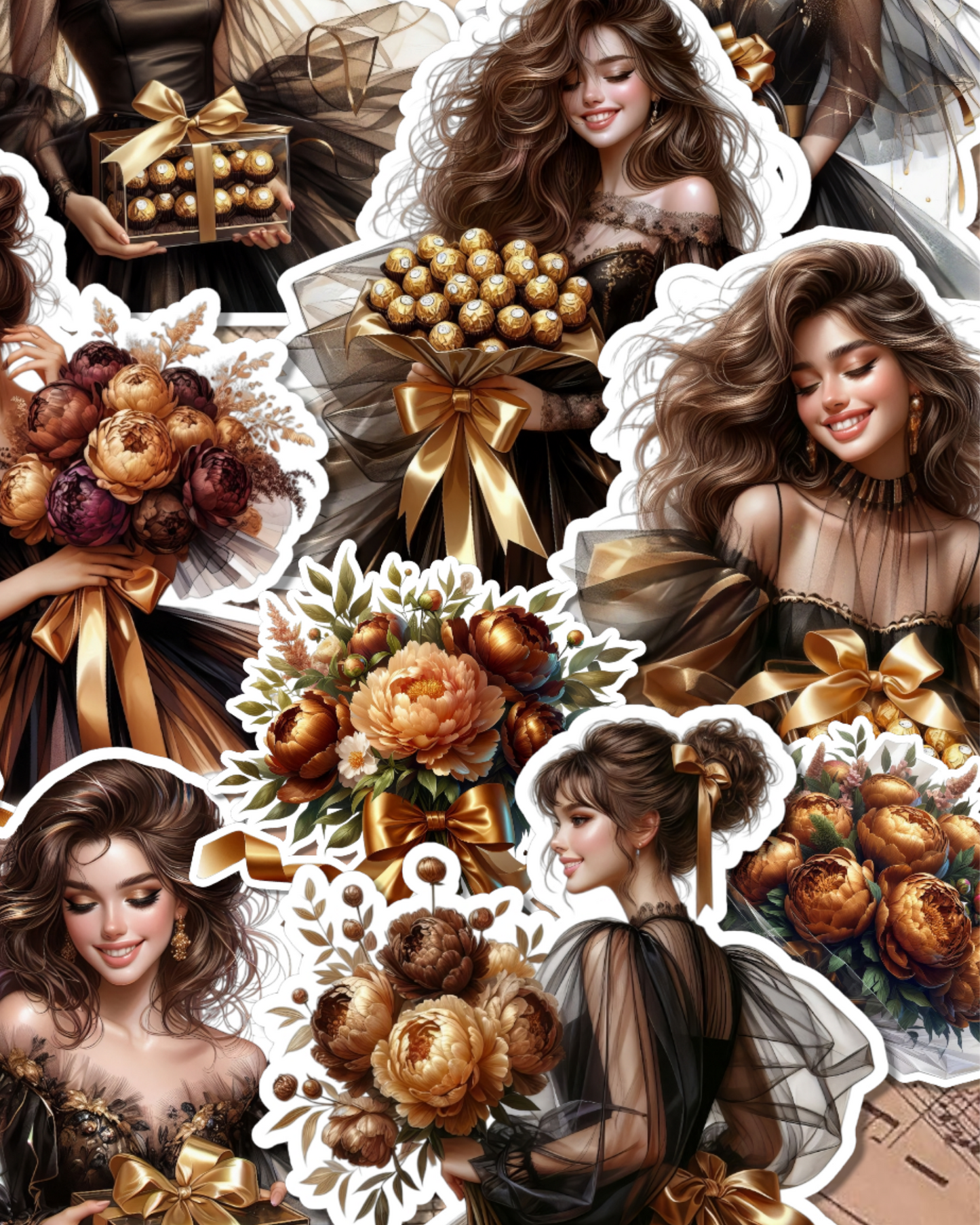 Lot de 17 stickers Chocolate Girl for journaling| Scrapbooking | Crafts| Hand Arts •