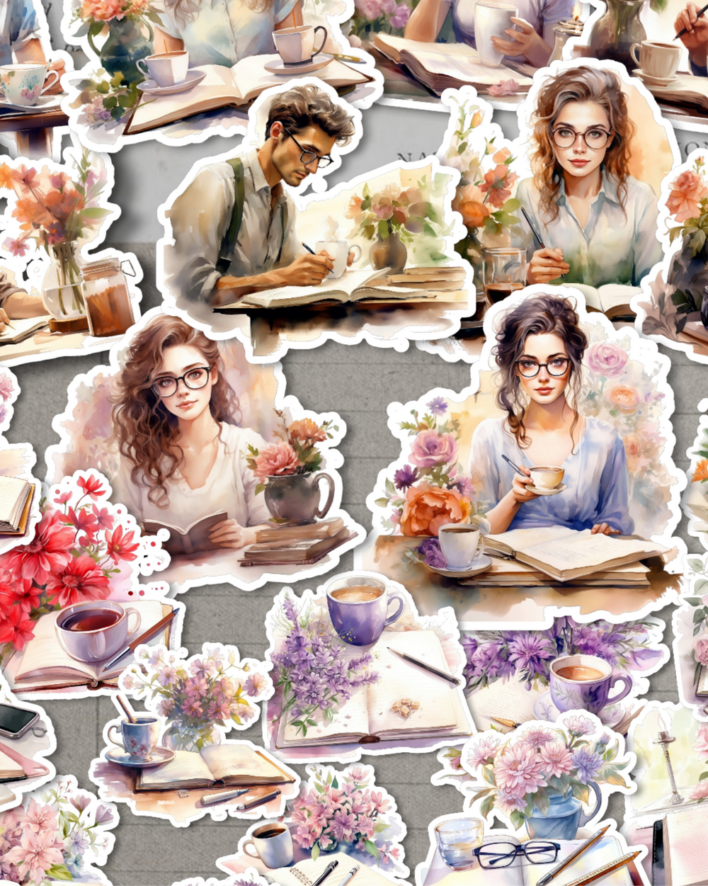 Lot de 25 autocollants lecture et autocollants café pour la journalisation | Scrapbooking | Artisanat | Arts de la main •