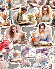 Lot de 25 autocollants lecture et autocollants café pour la journalisation | Scrapbooking | Artisanat | Arts de la main •
