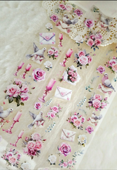 DESIGN My DESIGN TAPE pour journal, scrapbooking, travaux manuels, boucle d'art à la main 100 cm , Doves with pink roses
