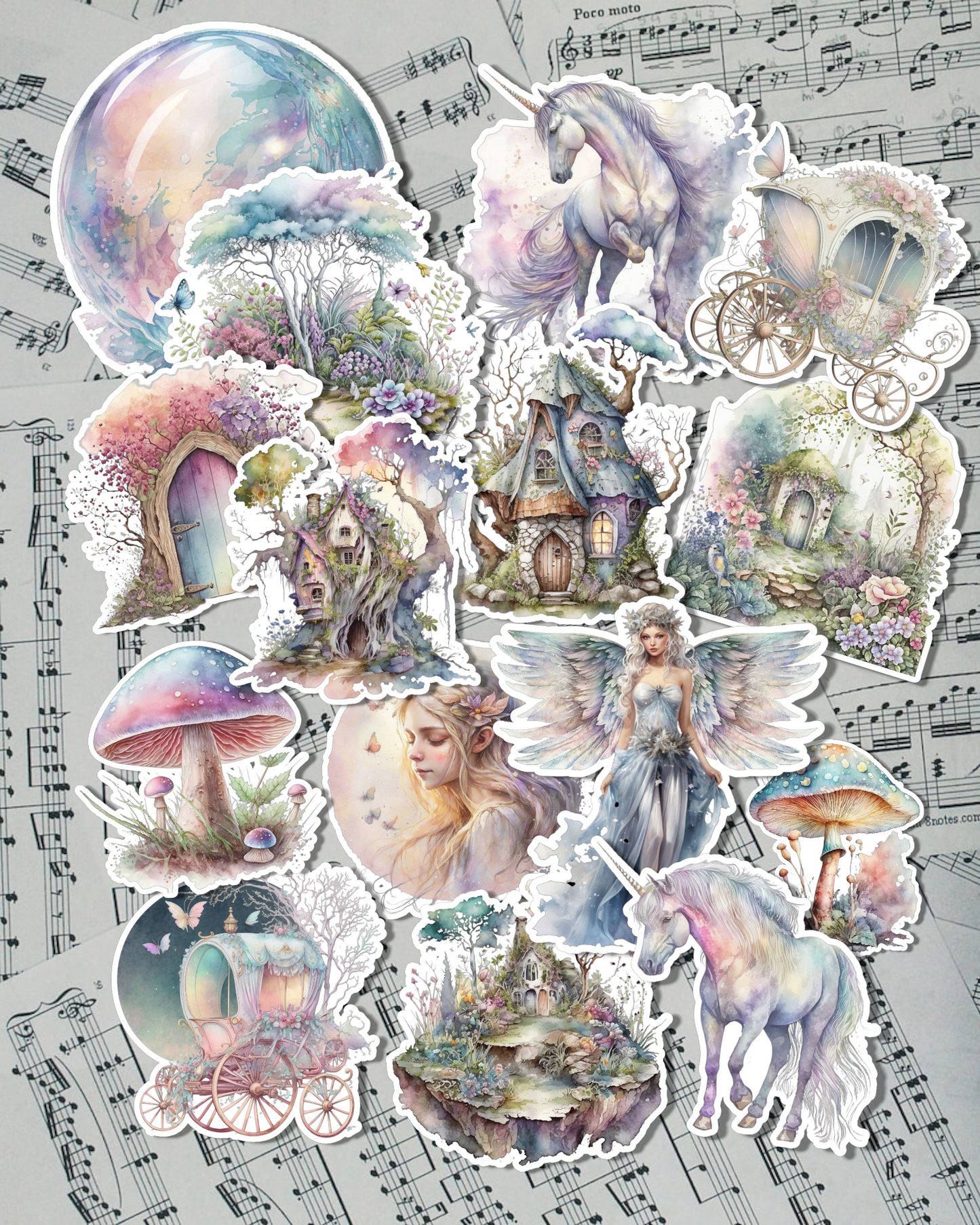 Lot 17 d'autocollants frais pour journal | Cartes | Scrapbooking | Artisanat | Arts de la main •