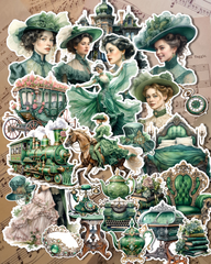 Lot de 12 ou 25 autocollants vintage vert foncé pour journalisation | Scrapbooking | Artisanat | Arts de la main •