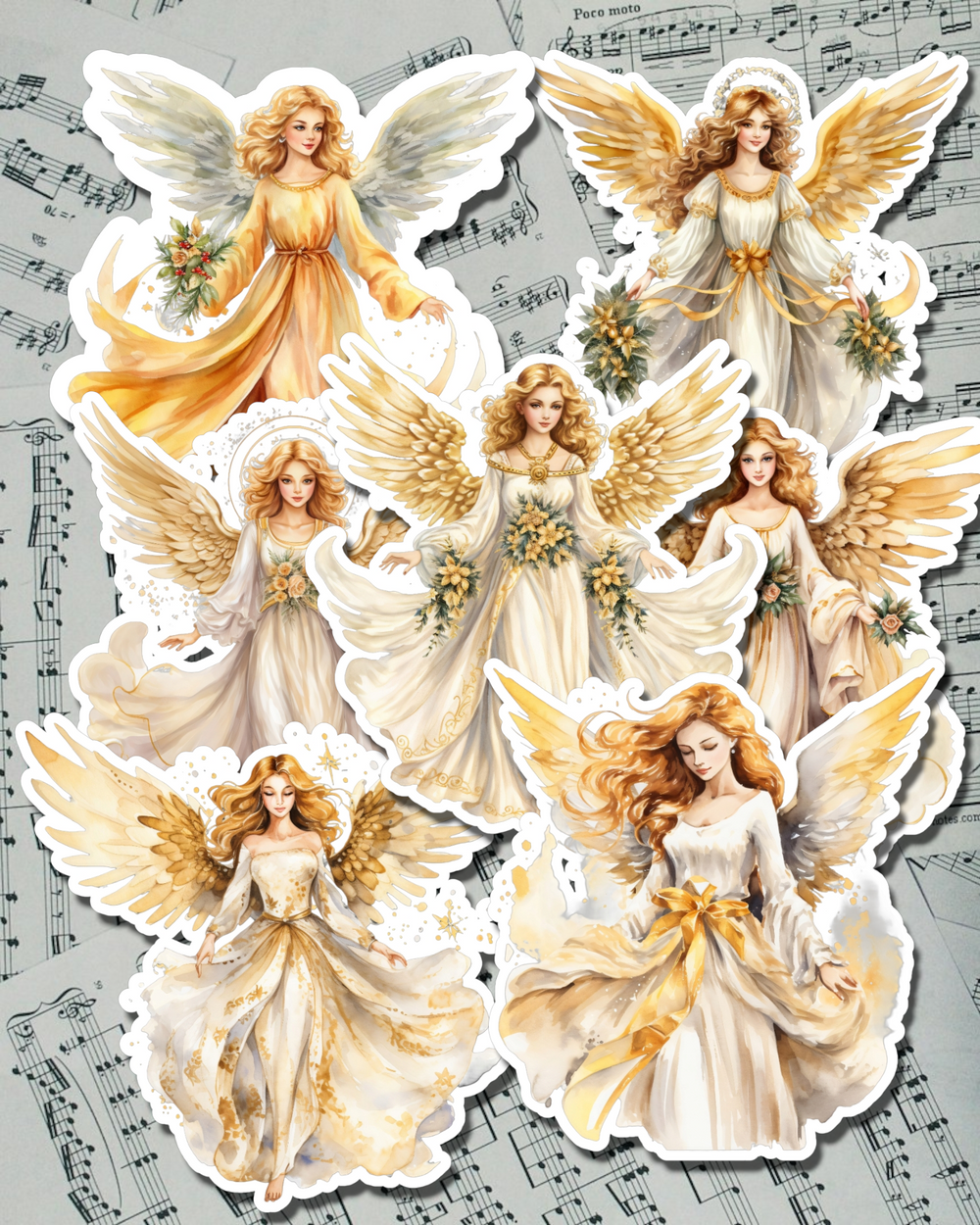 Lot de 7 autocollants représentant de belles anges pour tenir un journal | Scrapbooking | Artisanat | Fait principal.