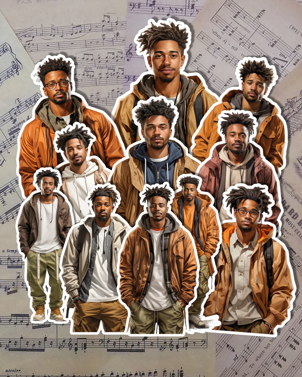 Lot de 11 superbes hommes afro-américains bruns pour journaling | Scrapbooking | Artisanat | Arts manuels •