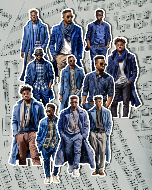 Set of 11 Awesome African American Bleu men for Journaling | Scrapbooking | Crafts| Hand Arts •