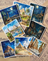 Ensemble d'autocollants photos égyptiennes pour la tenue d'un journal, le scrapbooking, l'artisanat, l'art de la main.