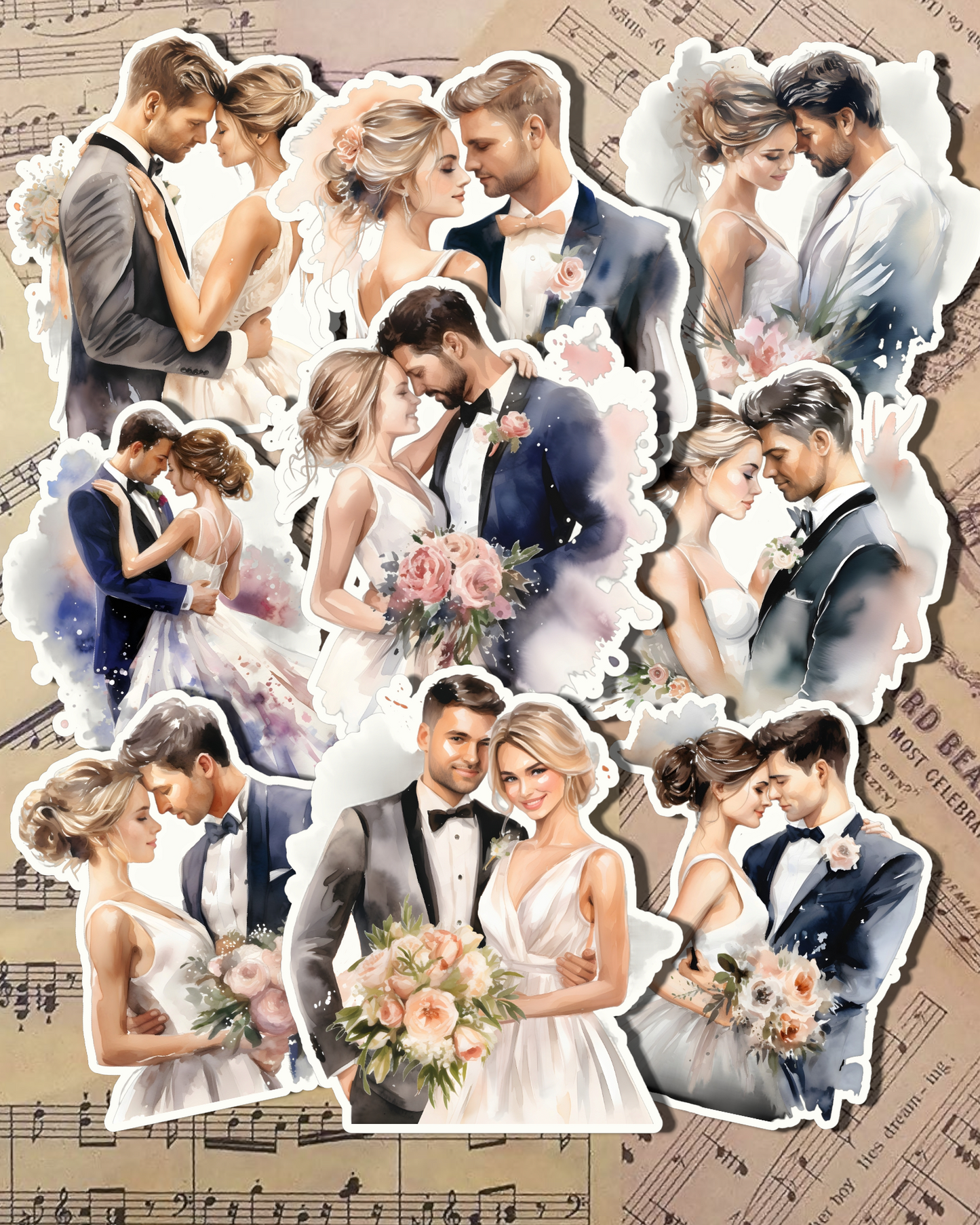 Ensemble de 9 mariages, mariage heureux, scrapbooking, travaux manuels, arts manuels.•