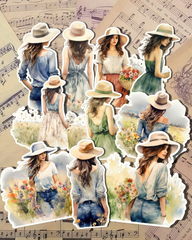 Lot of Garden Girl for journaling , Scrapbooking , Crafts , HandArts.