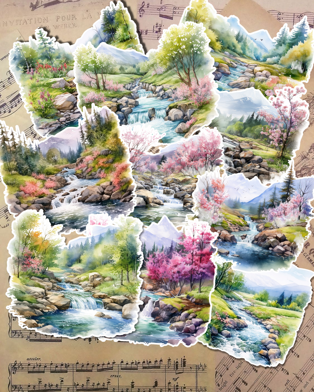 Ensemble de rivières et de nature pour le journaling, le scrapbooking, l'artisanat, les cartes, les arts manuels•