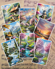 Set of photos Stickers of beautiful natural views for journaling , scrapbooking, Crafts, HandArts.