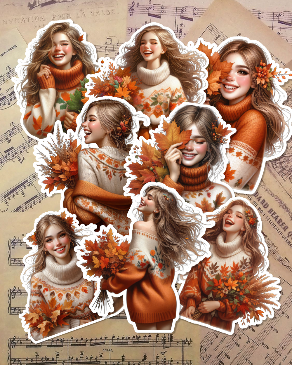 Ensemble de belles filles d'automne pour le journaling, le scrapbooking, l'artisanat, les arts manuels.