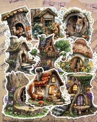 Set of 9 Squirrels house stickers forJournaling, Scrapbooking, Crafts, HandArts•