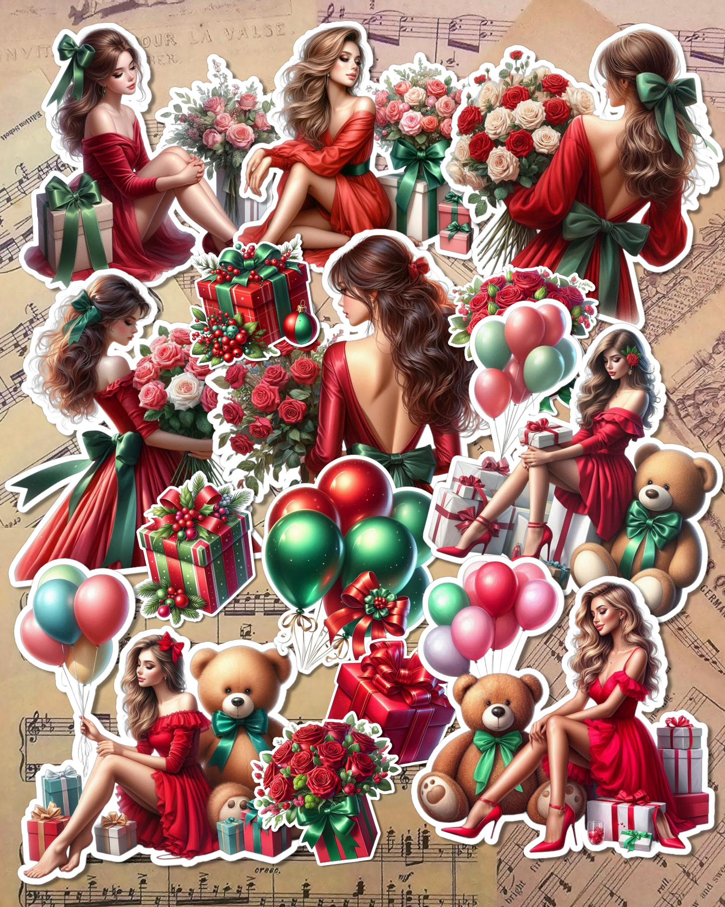 Lot de 17 stickers Christmas vibes for journaling| Scrapbooking | Crafts| Hand Arts •