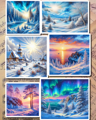 Winter views stickers DifferentSize for journaling, le scrapbooking, Crafts, HandArts.