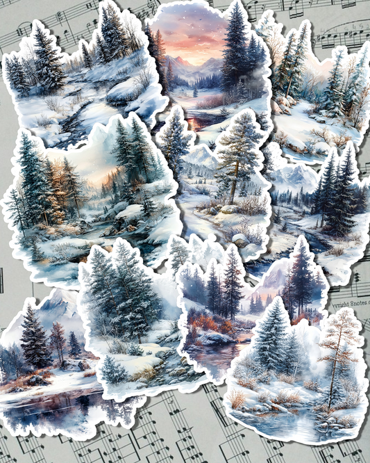 Bundle of Winter ice snowing views  for journaling, scrapbooking, Crafts, Cards, Hand Arts•