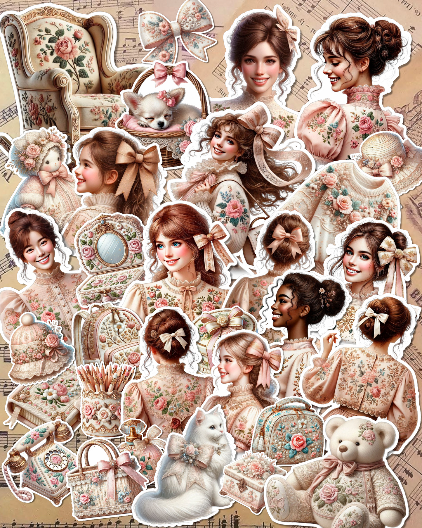 Bundle Cozy shabby little flower victorian time for journaling | Scrapbooking | Crafts| HandArts •