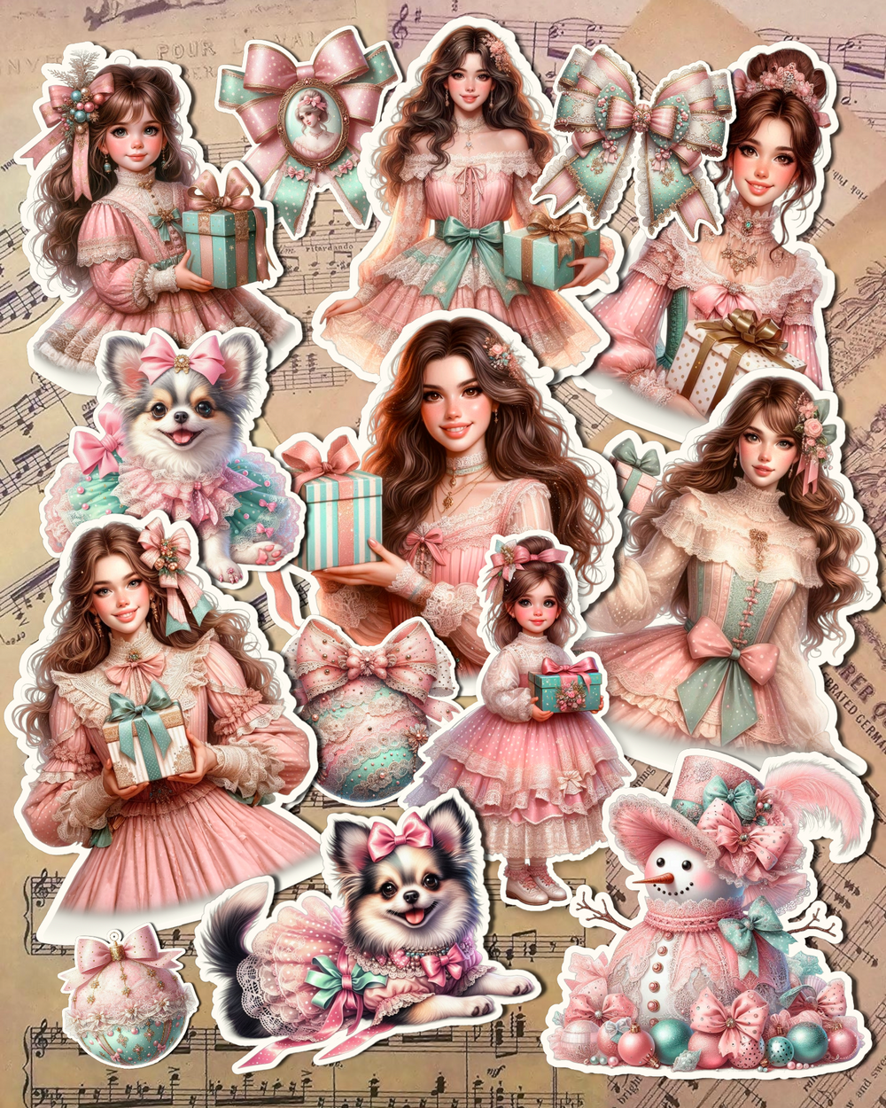 Lot of 14 stickers in cute shabby life for journaling, Scrapbooking, Crafts, HandArts •
