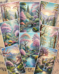 Set of photos Stickers of beautiful natural views in quite colors for journaling , scrapbooking, Crafts, HandArts.
