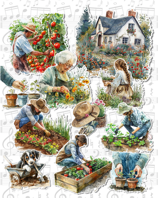 Lot of 11 Stickers Farm works  for journaling, scrapbooking, Crafts, HandArts.