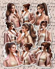 Set of 9 talking girl on phones for journaling| Scrapbooking | Crafts | HandArts •