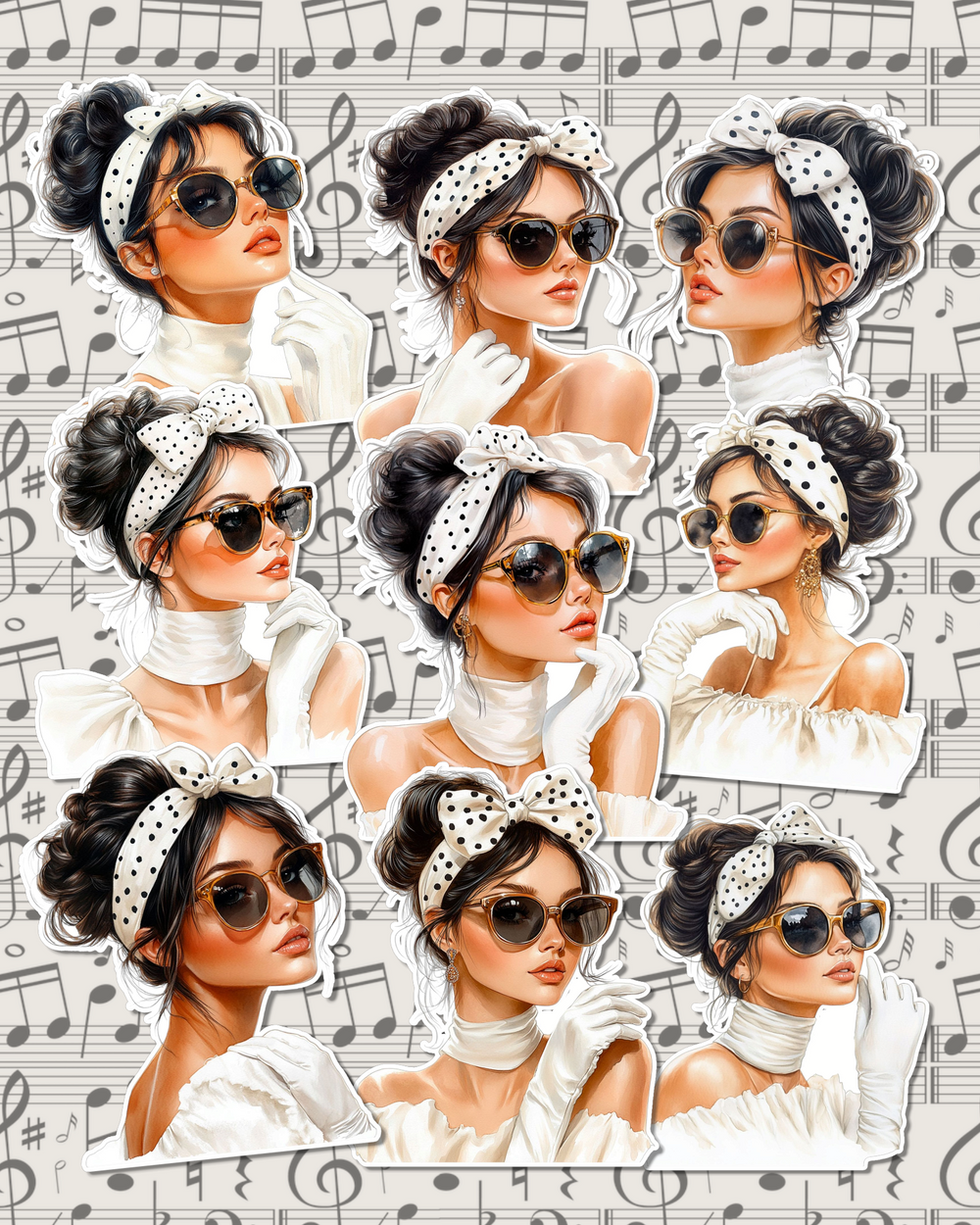 Lot of modern girls wearing sunglasses for journaling, Scrapbooking, Crafts, HandArts•