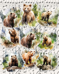 Set of 9 bear's views for journaling, Scrapbooking, Crafts, HandArts.