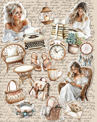 Set of 17 cozy vintage charm dreamy aesthetic stickers – for journaling | Scrapbooking | Crafts | Hand Arts •