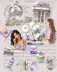 Lot of 14 lavender spring  for journaling , scrapbooking, Hand Arts