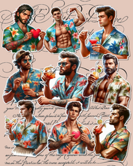 Set of 9 Stickers Handsome vacation men pour journalisation, Scrapbooking, Artisanat