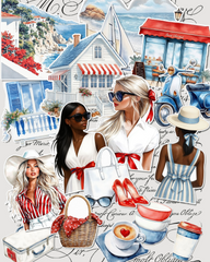 Lot de 17 elegant fashion summer stickers for journaling| Scrapbooking | Crafts| Hand Arts •