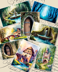 Set of fairy photos Stickers of beautiful  silent natural views for journaling , scrapbooking, Crafts, HandArts.