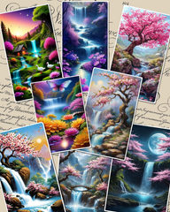 Set of beautiful natural photos Stickers views for journaling , scrapbooking, Crafts, HandArts.