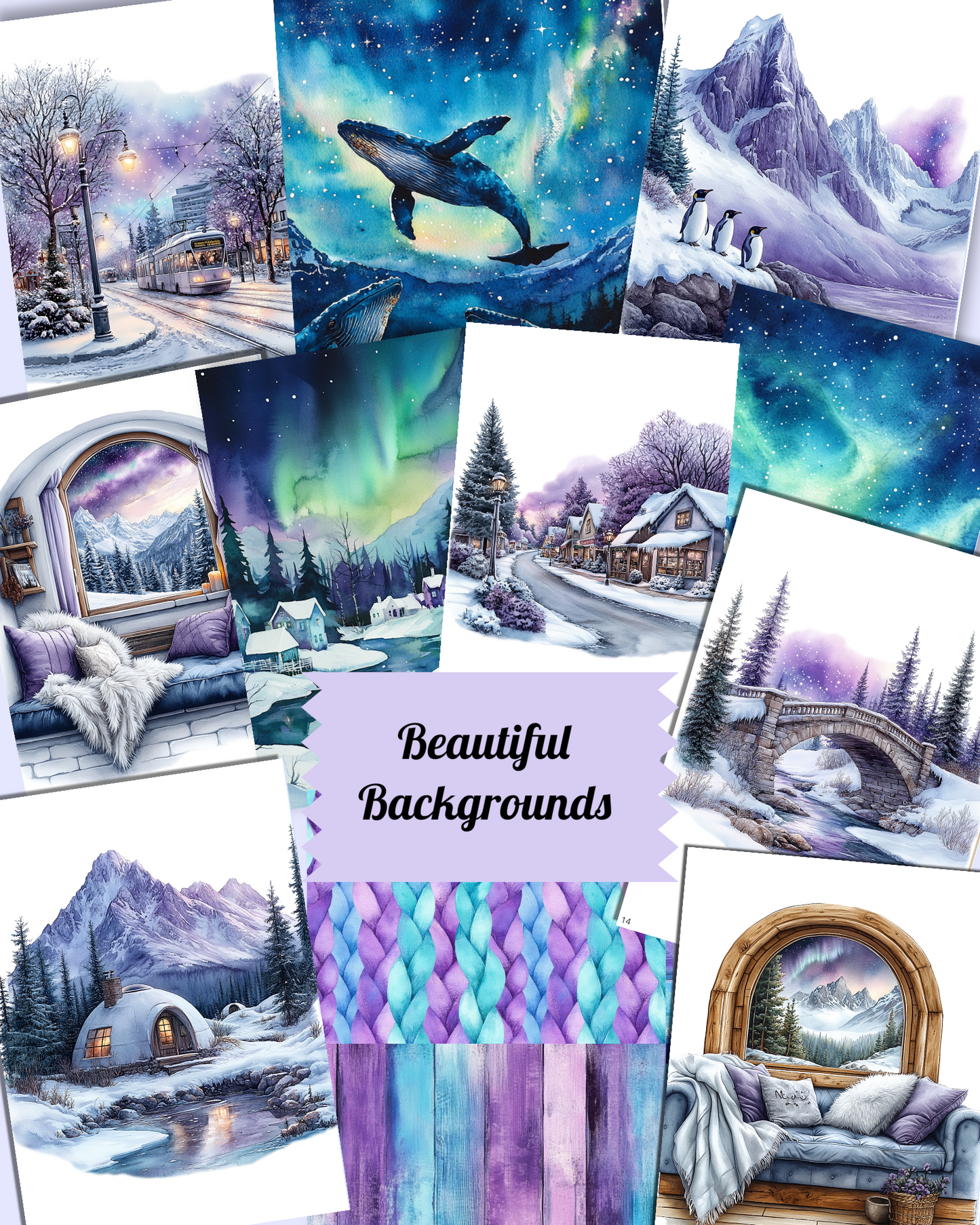 Northern Light – 20 Pages of Winter Magic Arctic Beauty Cut & Paste Magic for journaling , le scrapbooking, Crafts, HandArts
