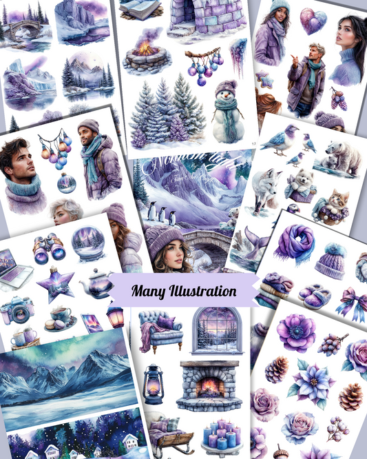 Northern Light – 20 Pages of Winter Magic Arctic Beauty Cut & Paste Magic for journaling , le scrapbooking, Crafts, HandArts
