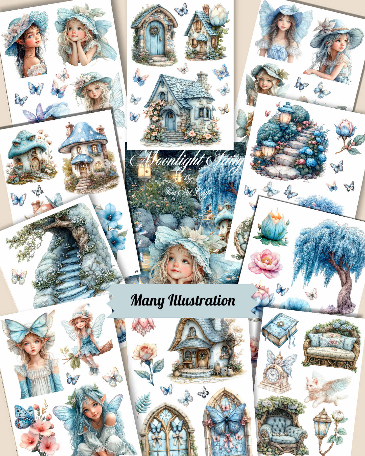 Moonlight Fairy – 20 Pages of Whimsy, Magic & Enchanted Forest Dreams for journaling , le scrapbooking, Crafts, HandArts
