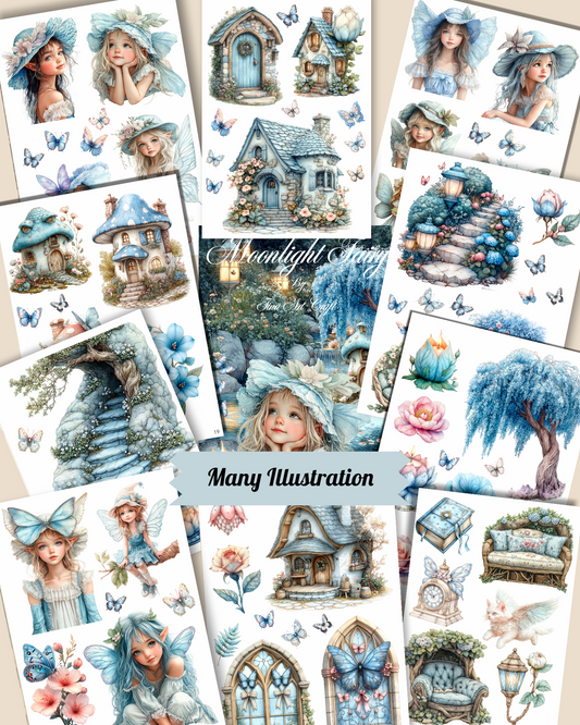 Moonlight Fairy – 20 Pages of Whimsy, Magic & Enchanted Forest Dreams for journaling , le scrapbooking, Crafts, HandArts