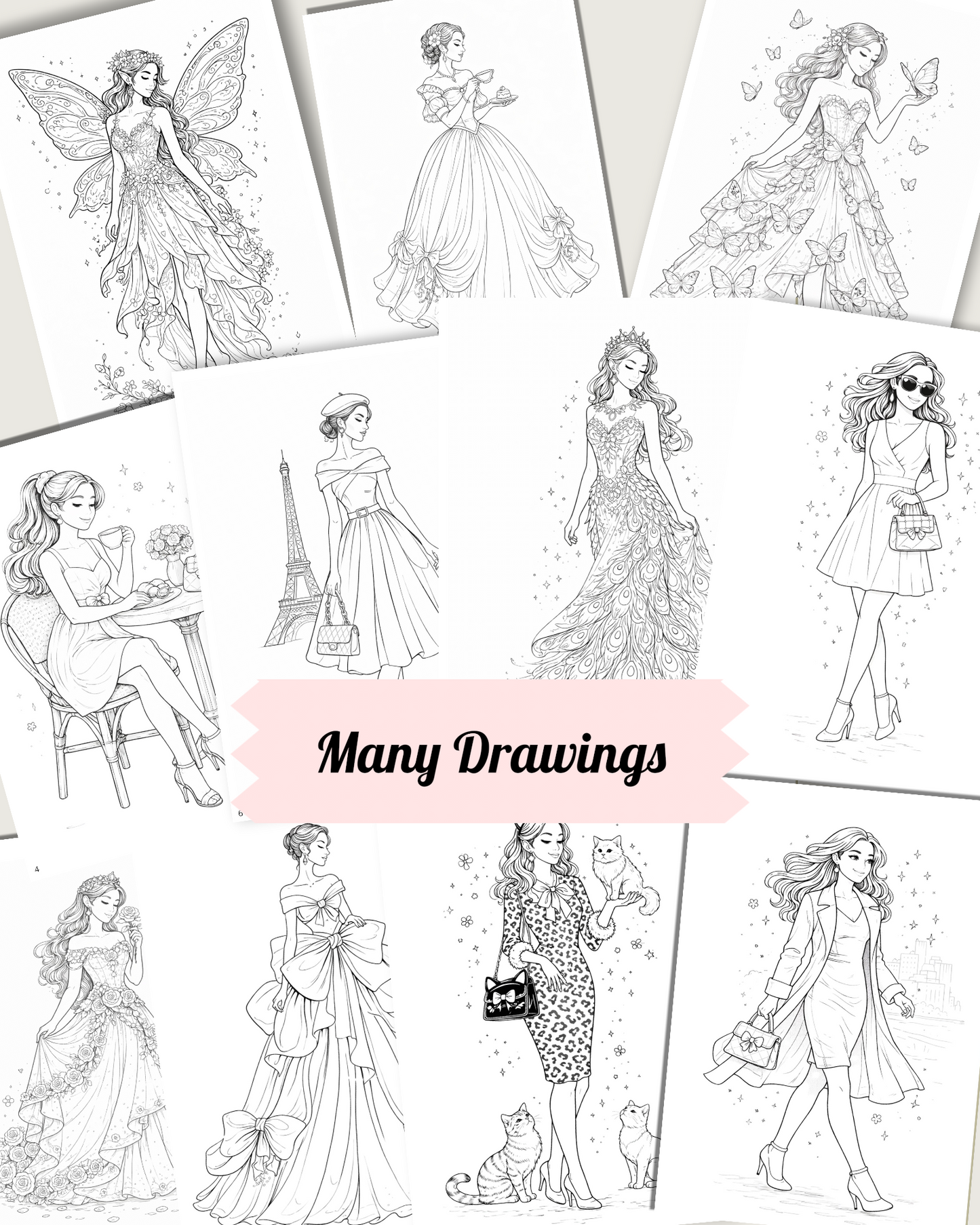 Elegant Fashion Ladies – 20 Pages of Style, Grace & Coloring Elegance for journaling , le scrapbooking, Crafts, HandArts