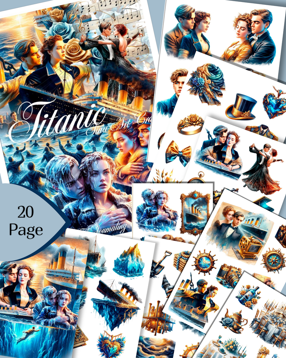 Titanic – 20 Pages of Romance, Drama & Vintage Elegance for journaling, Scrapbooking, Crafts, HandArts