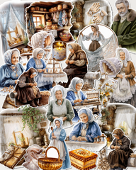Lot of 25 more  elegant lace & cottage vintage grandmother stickers  for journaling| Scrapbooking | Crafts| HandArts Fabrication.