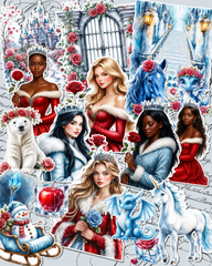 Lot of 17 stickers magical winter princess stickers for journaling| Scrapbooking | Crafts| Hand Arts •