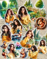 Lot de 17 stickers Yellow Autumn for journaling| Scrapbooking | Crafts| Hand Arts •