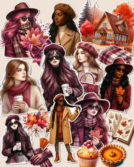Lot de 17 of Cozy Autumn Vibes - Fall Aesthetic Sticker Set —stickers for journaling| Scrapbooking | Crafts| Hand Arts •