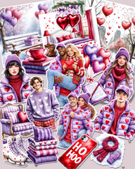 Lot de 17 Valentine’s Day cozy love stickers for journaling| Scrapbooking | Crafts| planners •