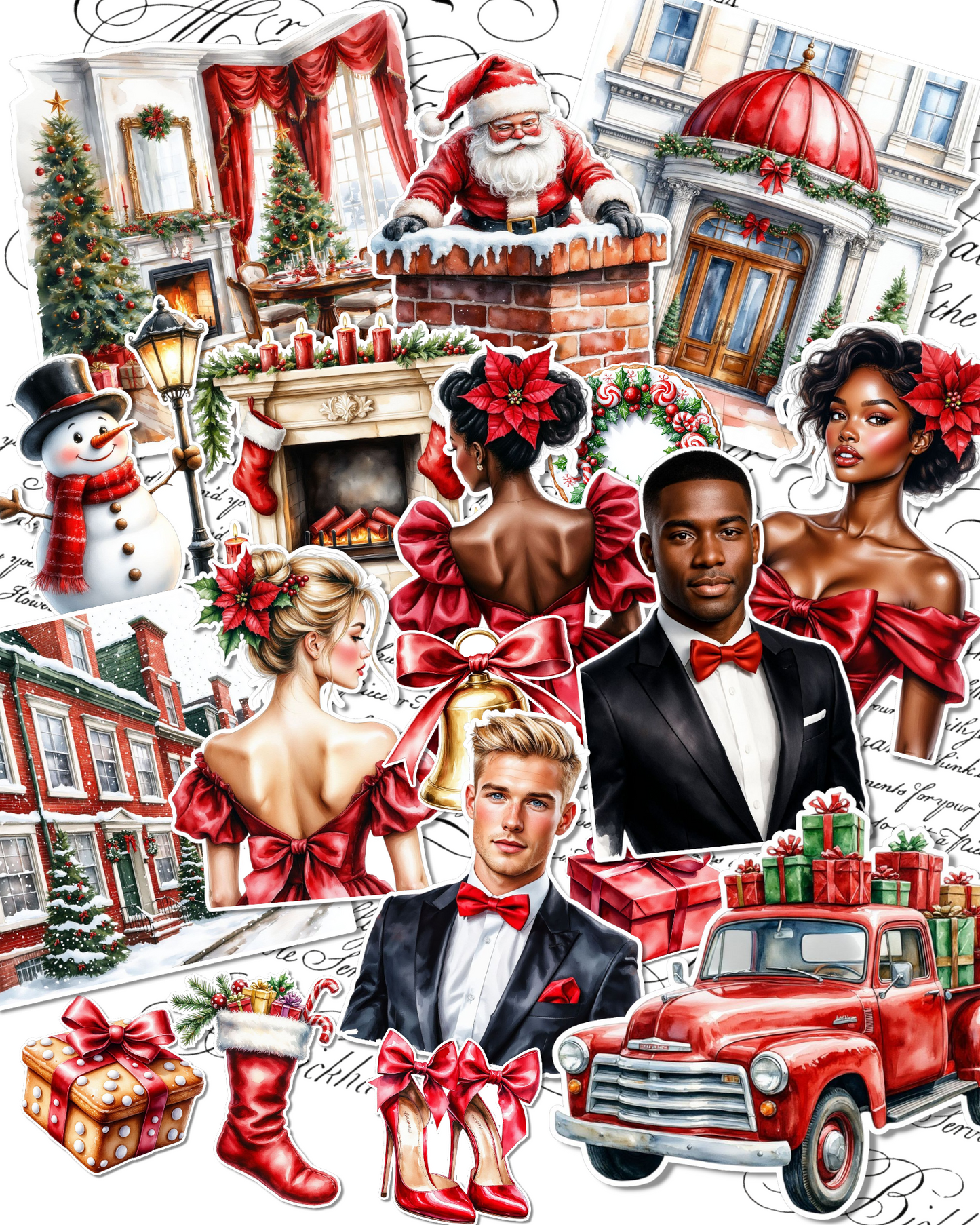 Lot de 17 Elegant Christmas stickers for journaling| Scrapbooking | Crafts| Hand Arts •