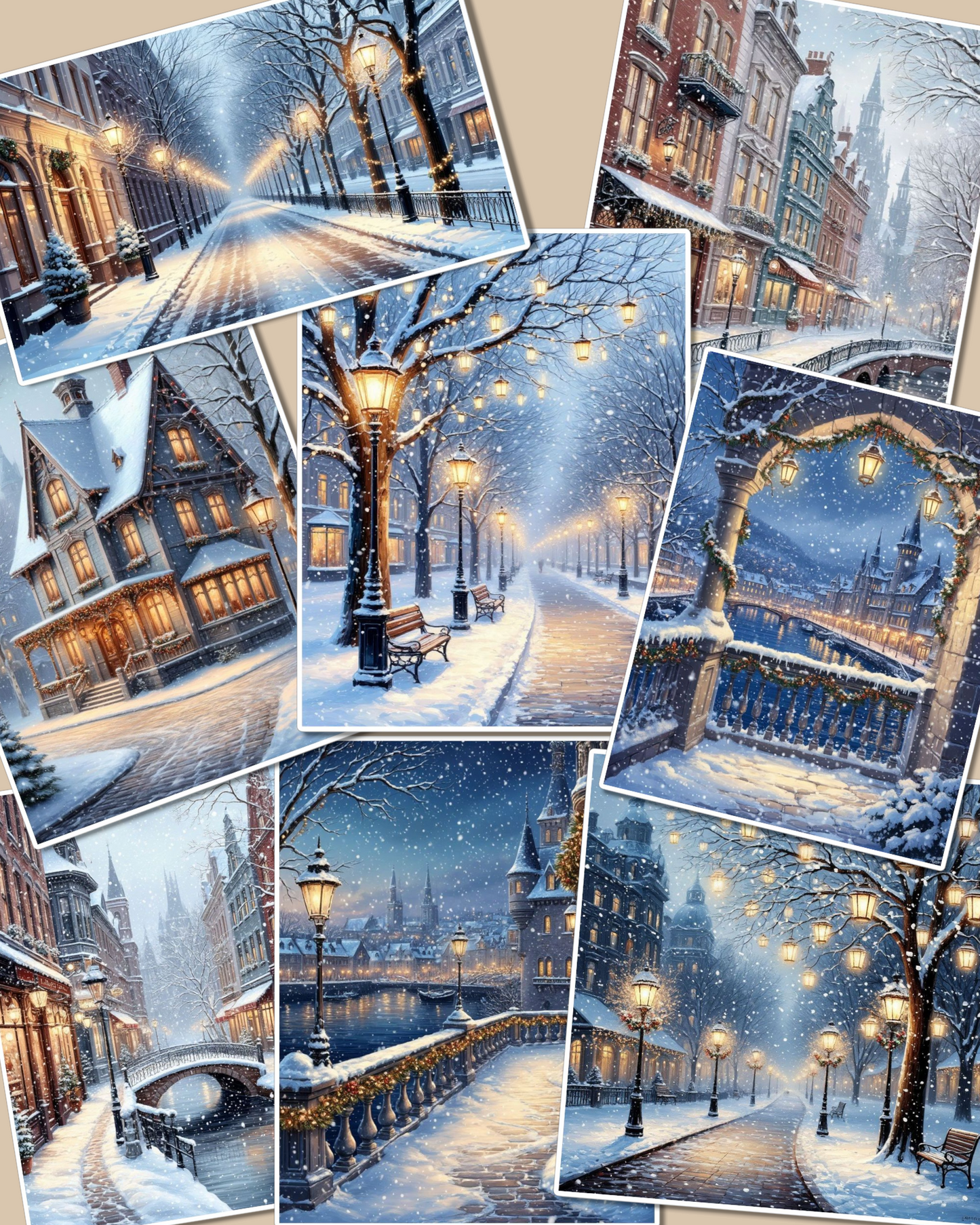 Set of photos Stickers of beautiful cold lighting winter for journaling , scrapbooking, Crafts, HandArts.
